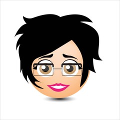 Woman smiles. Girl in glasses with short hair. Vector illustration.