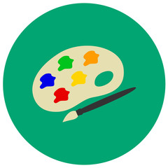 Palette paint cute icon in trendy flat style isolated on grey background. School symbol for your design, logo, UI. Vector illustration, EPS10.