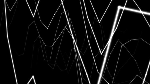 VJ Footage. Generative Visuals. White Generative Lines Flowing Away. 
