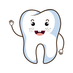 Dental care tooth character vector illustration design