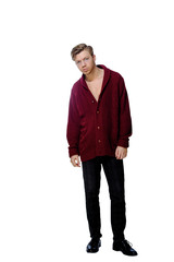 young man dressed in a maroon sweater