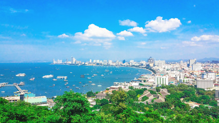 Pattaya City panorama View of building city skyline Daytime. - obrazy, fototapety, plakaty