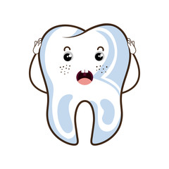 Dental care tooth character vector illustration design