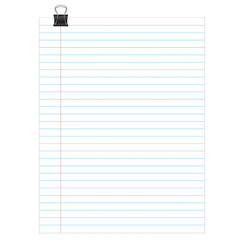 Sheet of lined paper or notebook paper texture with left margin