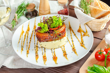 Fried fish with mashed potatoes