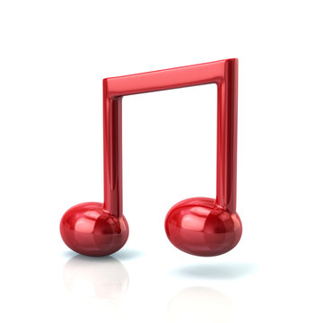 3d illustration of red music note