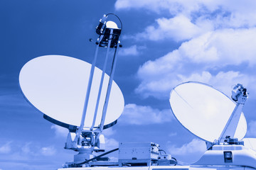 mobile satellite dish, digital media broadcast and data communication concept.