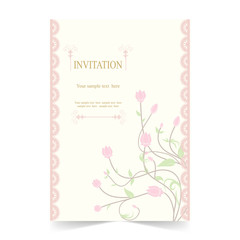 Invitation card, wedding card with ornamental pink background