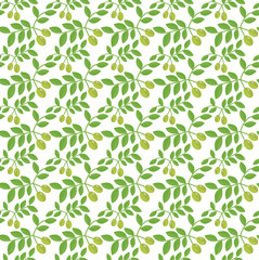 Seamless pattern Green olives, Olive endless background, texture, wallpaper. Vector illustration