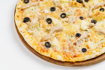pizza on the white