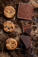 pieces of chocolate and cookies
