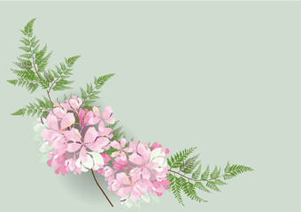 pink flowers frame or border  background vector illustration