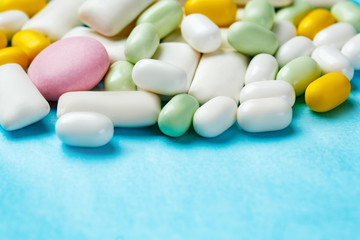 Fototapeta na wymiar Assortment of chewing gums, mint candies