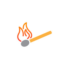 burning match icon vector, solid flat sign, colorful pictogram isolated on white, logo illustration