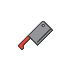 Meat Cleaver, Butcher Knife line icon, filled outline vector sign, linear colorful pictogram isolated on white. logo illustration