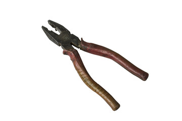old hand tool on white background