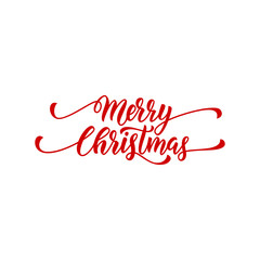 Obraz na płótnie Canvas Merry Christmas vector text calligraphy. Lettering design greeting