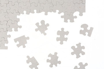 Blank puzzle partially completed isolated on white background