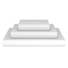 Square stage white podium for award ceremony. 3D render illustration pedestal isolated on whithe background