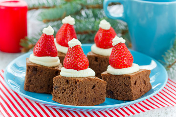 Christmas Santa hat brownies dessert idea