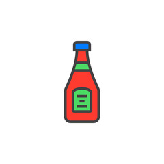 Ketchup Bottle line icon, filled outline vector sign, linear colorful pictogram isolated on white. logo illustration