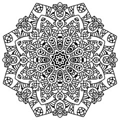 Hand drawn element. Black and white. Mandala. Vector illustration.