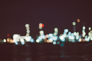 Urban city night light bokeh , defocused blur background