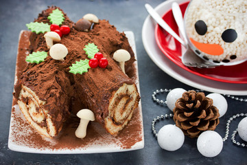 Christmas Bush de Noel - homemade chocolate yule log cake