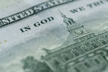 100 dollars bill in US currency close up