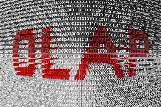 OLAP in the form of binary code, 3D illustration