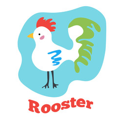 Cute cartoon rooster. Vector clip art illustration
