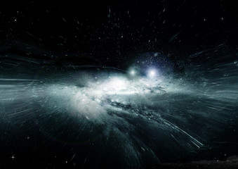 Stars, dust and gas nebula in a far galaxy