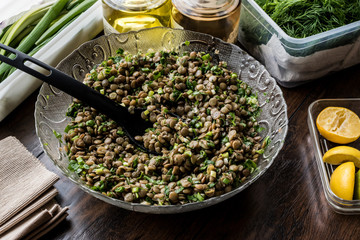 Lentil Salad in a glass bowl