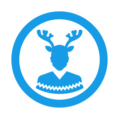 Icono plano silueta hombre con diadema reno en circulo color azul