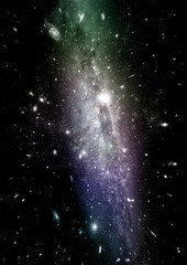 Stars, dust and gas nebula in a far galaxy