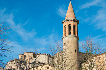 Fototapeta premium Veduta panoramica del piccol borgo di Sant'Agata Feltria in Emilia-Romagna