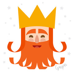 king Gaspar. christmas ornament isolated vectorized. magi. Caspar written in Spanish
