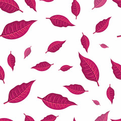 Fototapeta premium Red Leaves Seamless Pattern Vector Illustration