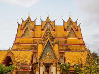 Fototapeta premium Wat Wang Wiwekaram, Sangkhlaburi, Kanchanaburi, Thailand.