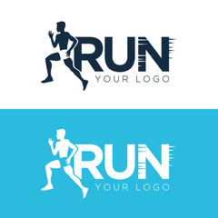 Fototapeta na wymiar Blue Running Logo Design. Concept sports club, and fitness. Vector