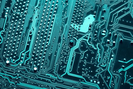 Blue digital circuits abstract background
