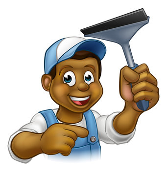 Black Window Cleaner With Squeegee