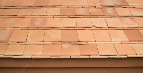 Close up of orange roof tiles