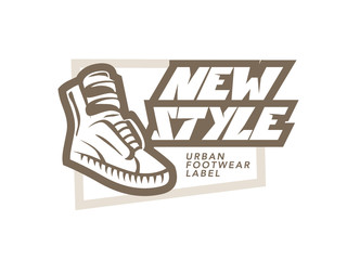 Vector flat shoe icon design isolated. Sport shoe logo brand mark design. Footwear symbol. Boot sneaker sign. 