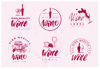 Vector flat wine brand mark logo
