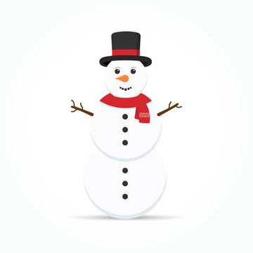 Snowman vector illustration on white background.