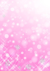 雪の結晶背景　ピンク