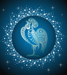 Rooster, symbol of 2017 on the Chinese calendar. Happy new year 2017 card