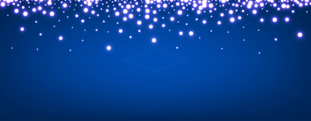 Abstract Christmas blue luminous banner.