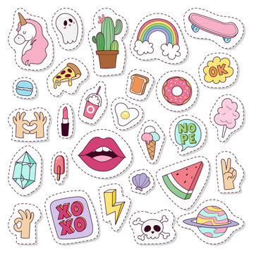 Hipster patches vector set.